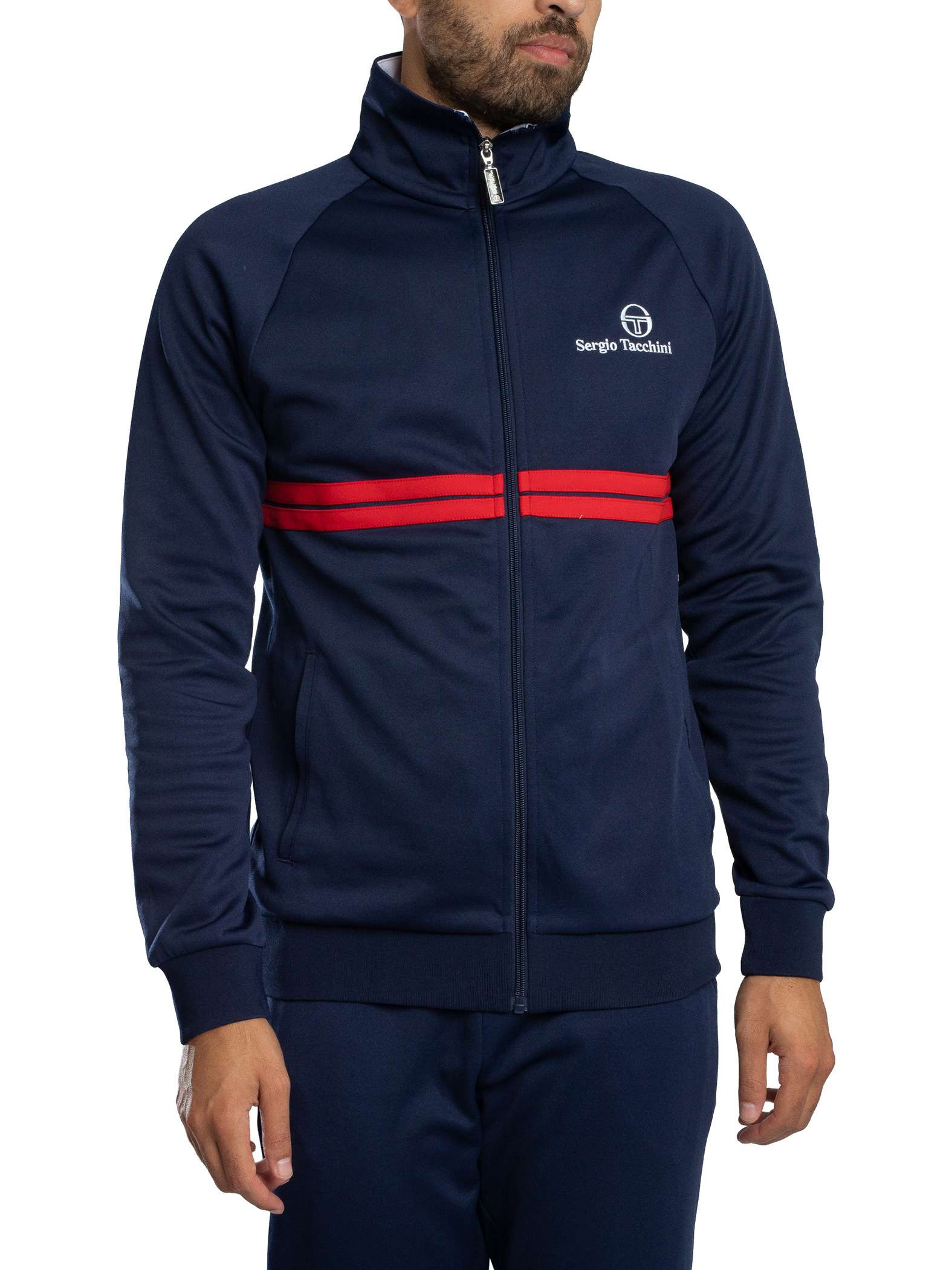 Sergio Tacchini New Dallas Track Jacket, Maritime Blue/White/Adrenaline Rush - M