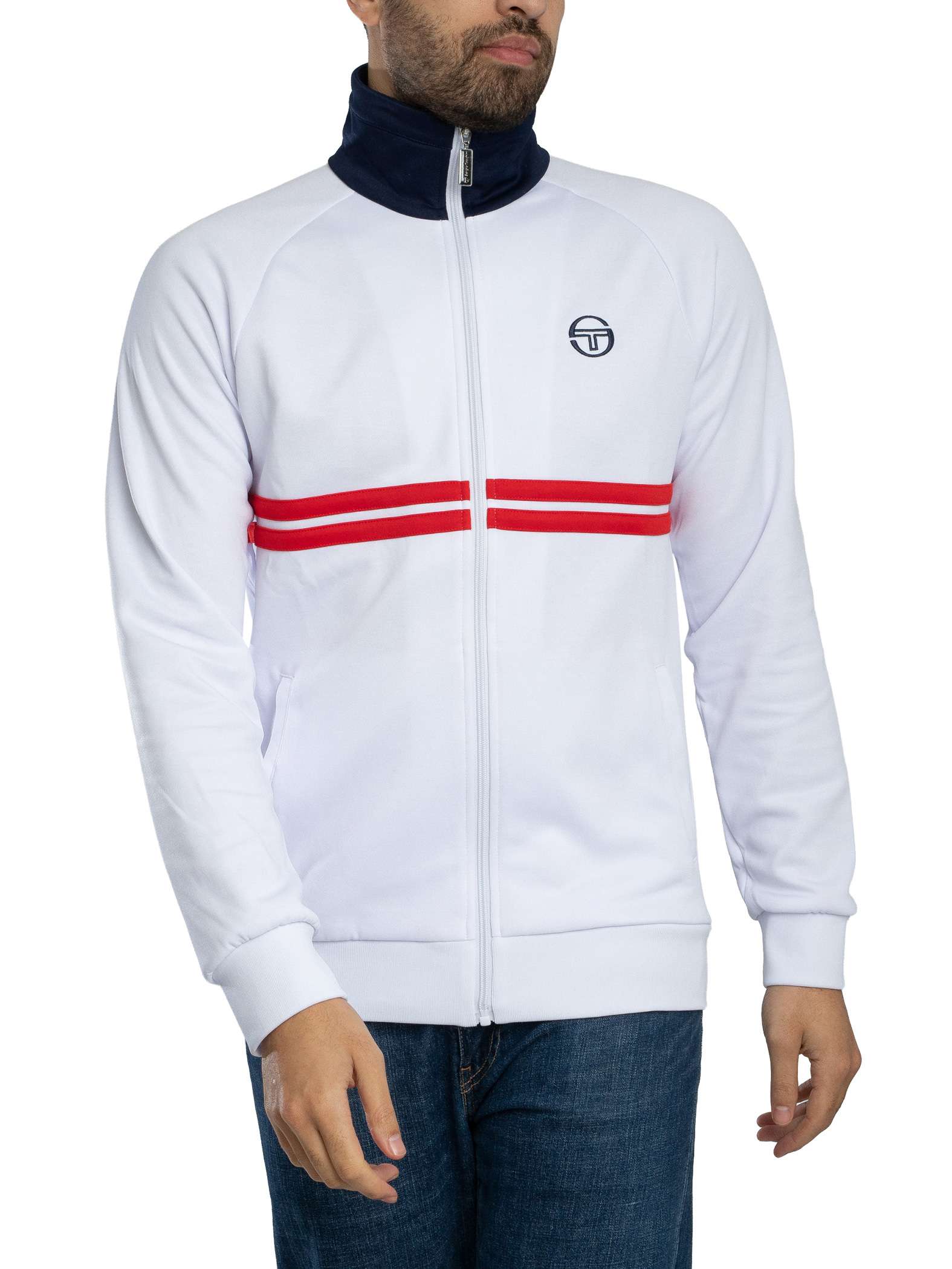Sergio Tacchini Dallas Track Jacket, White/Maritime Blue/Adrenaline Rush - L