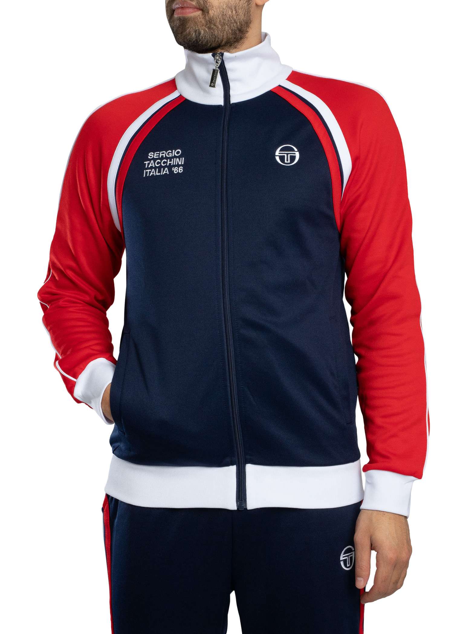 Sergio Tacchini Ghibli Davis Track Jacket, Maritime Blue/Adrenaline Rush/White -