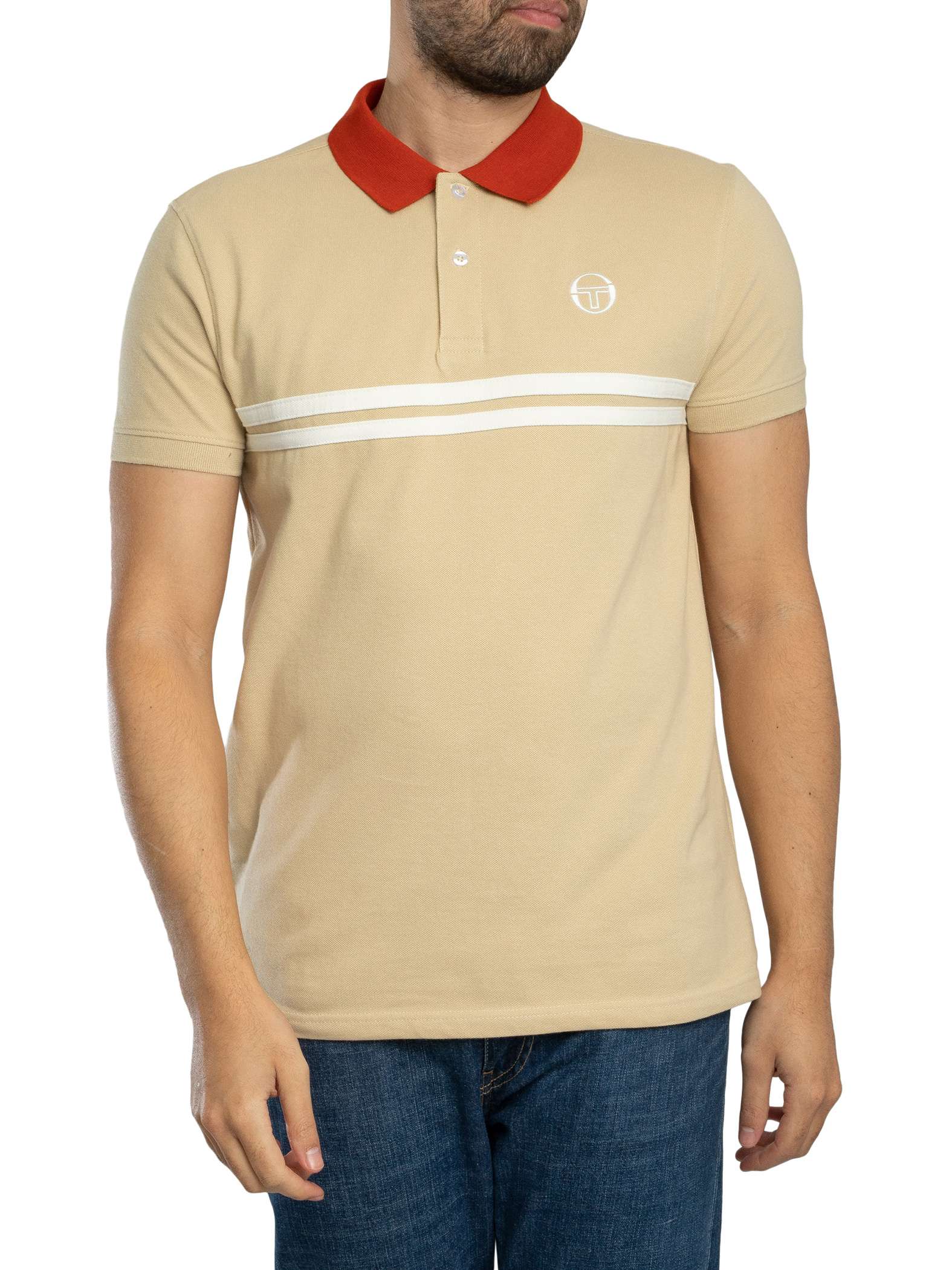 Sergio Tacchini Supermac Polo Shirt, Mojave Dessert/Rooibos Tea/Gardenia - XL